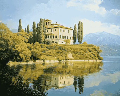 Italian Lakeside Villa Diamond Painting