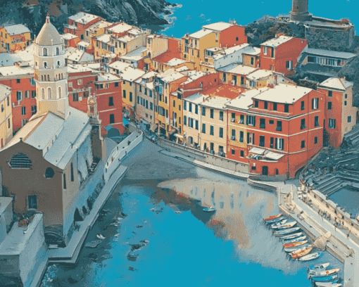 Italian Vernazza Cityscape Diamond Painting