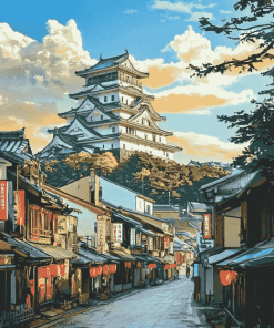 Japanese Buildings Scene Diamond Painting