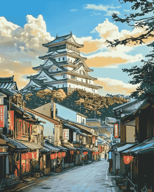 Japanese Buildings Scene Diamond Painting