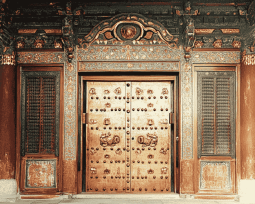 Japanese Castle Door Architecture Diamond Painting