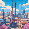 Japanese Skyline Animation Diamond Painting