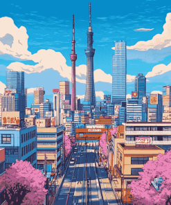 Japanese Skyline Animation Diamond Painting