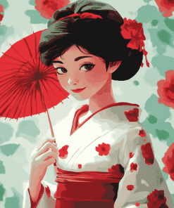 Japanese Woman Cartoon Diamond Painting