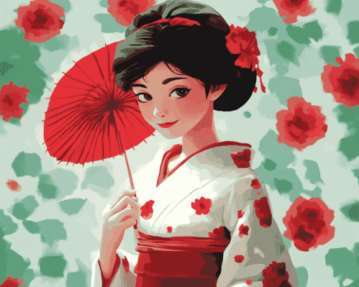 Japanese Woman Cartoon Diamond Painting