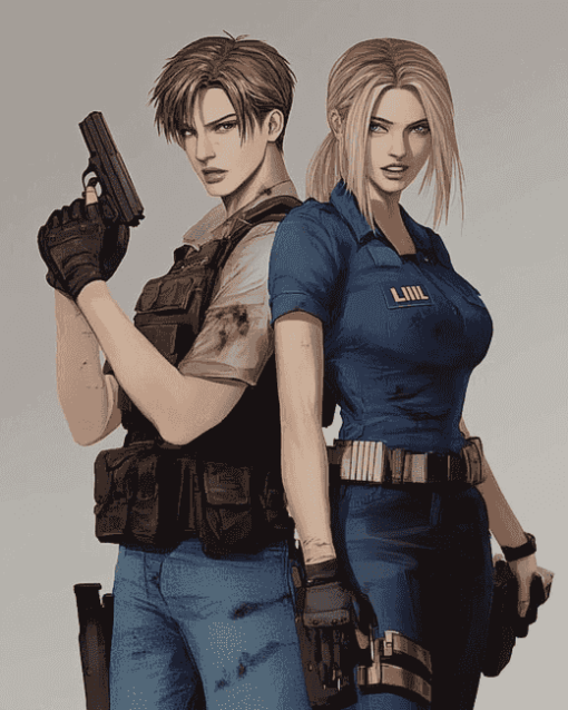 Jill And Leon Resident Evil Diamond Painting