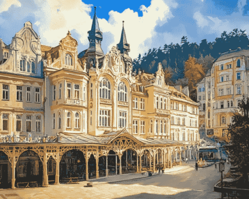 Karlovy Vary Buildings Diamond Painting