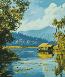 Kerala Lake Landscape Diamond Painting