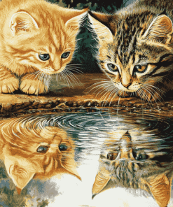 Kittens Water Reflection Diamond Painting