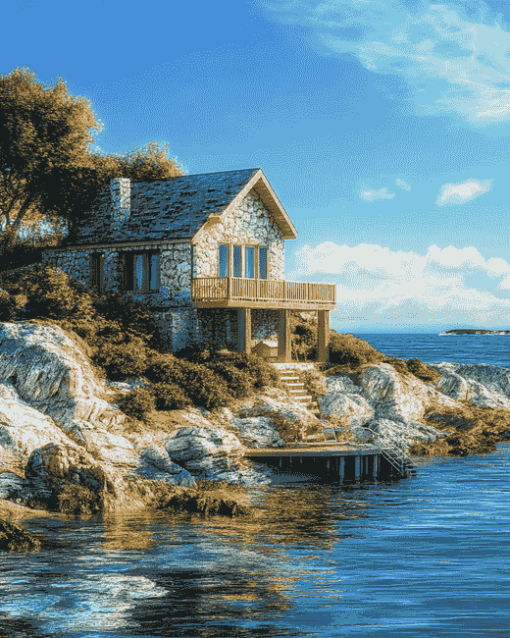 LUXURY SEASIDE COTTAGE SCENERY DIAMOND PAINTING