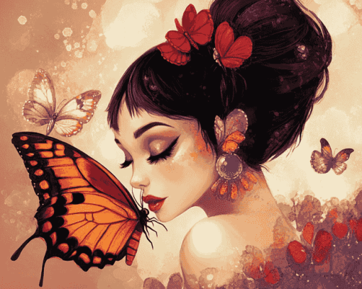 Lady Butterfly Art Diamond Painting