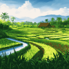 Landscape Rice Field Diamond Painting