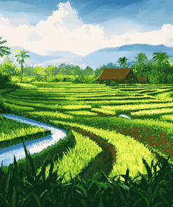 Landscape Rice Field Diamond Painting