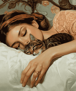 Lazy Girl and Cat Companions Diamond Painting