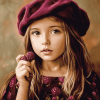 Little Girl in Raspberry Beret Diamond Painting