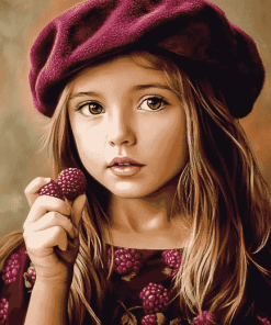 Little Girl in Raspberry Beret Diamond Painting