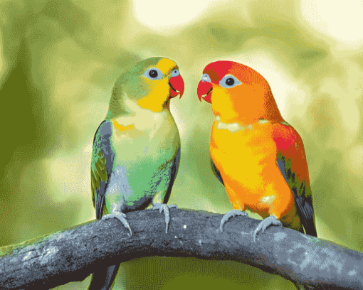 Lovely Lovebirds Parrot Diamond Painting