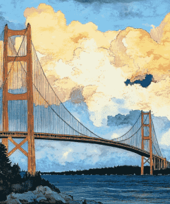 Mackinac Bridge Building Marvel Diamond Painting