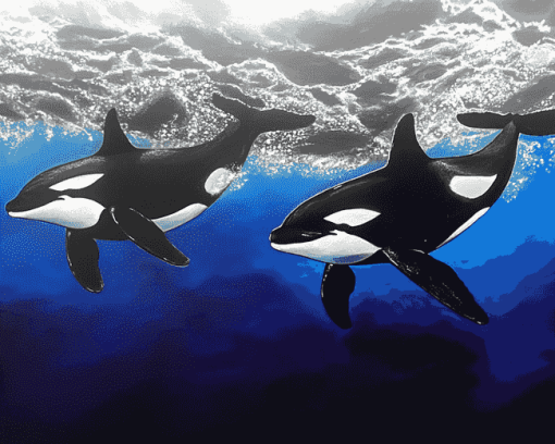 Majestic Orcas Diamond Painting