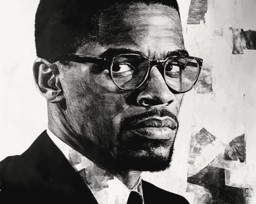 Malcolm X Black And White Diamond Painting