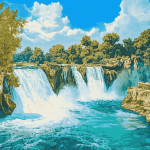 Manavgat Waterfall Scene Diamond Painting