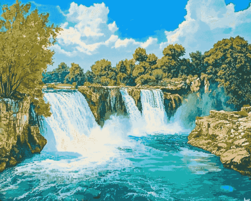 Manavgat Waterfall Scene Diamond Painting