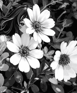 Monochrome Blossoms Diamond Painting