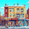 Montreal Bagel Building Animation Diamond Painting