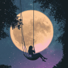 Moon and Cartoon Swing Diamond Painting