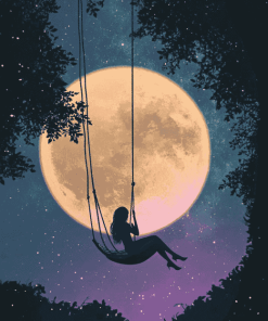 Moon and Cartoon Swing Diamond Painting