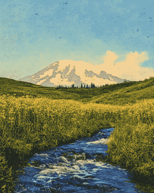 Mountain Rainer Valley Diamond Painting