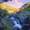 Mountain Stream Waterfalls Diamond Painting