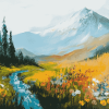 Mt Rainier Floral Landscape Diamond Painting