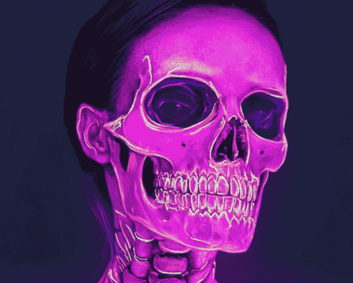 Neon Skeleton Skull Diamond Painting