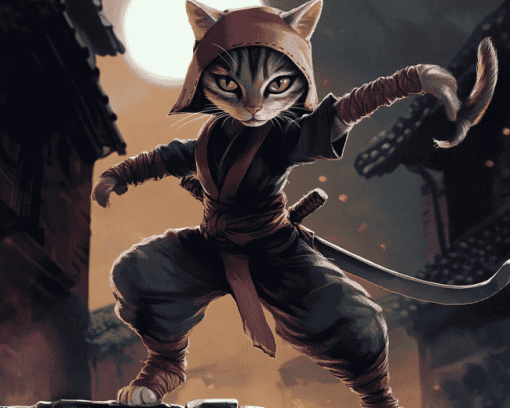 Ninja Cat Animation Diamond Painting