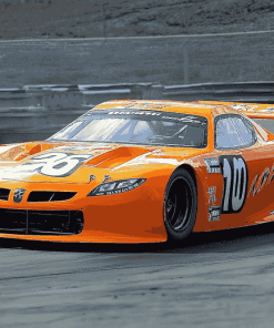 Orange Stock Car Racing Diamond Painting