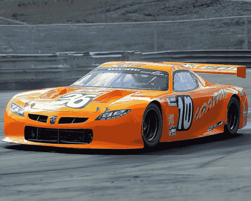 Orange Stock Car Racing Diamond Painting