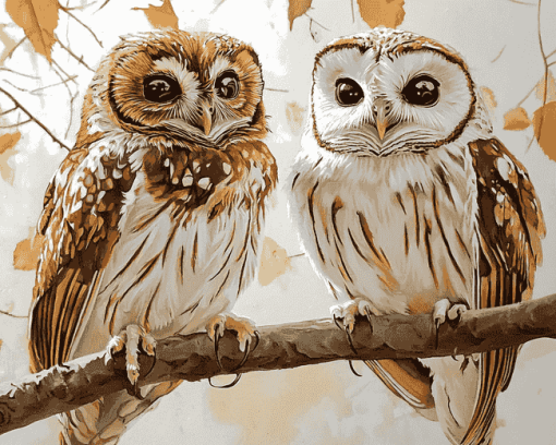 Owl Couple Diamond Painting Birds