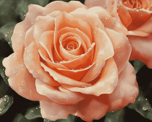 Peach Rose Blossom Diamond Painting