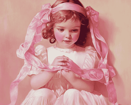 Pink Little Girl Diamond Painting