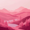 Pink Mountain Landscape Diamond Painting