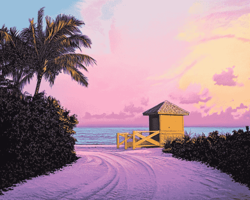 Pink Sarasota Beaches Diamond Painting