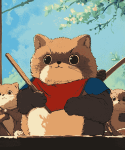 Pom Poko Cat Animation Diamond Painting