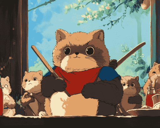 Pom Poko Cat Animation Diamond Painting