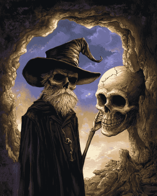 Pratchett Skull Art Diamond Painting