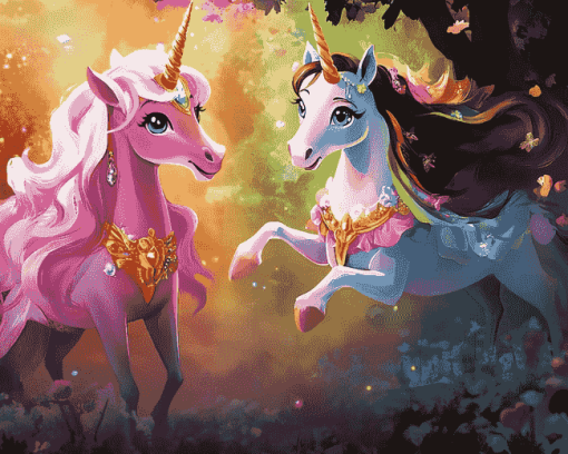 Princess and Unicorn Fantasy Diamond Painting