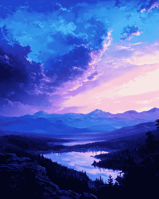 Purple And Blue Sky Diamond Painting