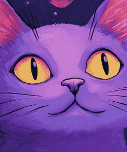 Purple Cat Animation Diamond Painting