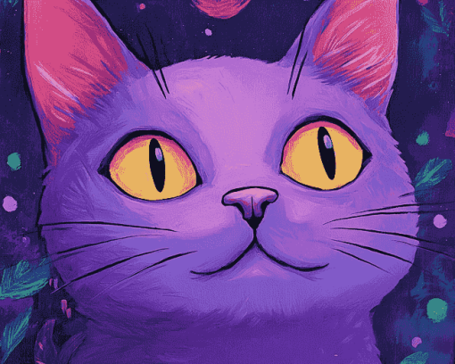 Purple Cat Animation Diamond Painting