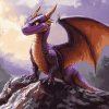 Purple Dragon Fantasy Diamond Painting